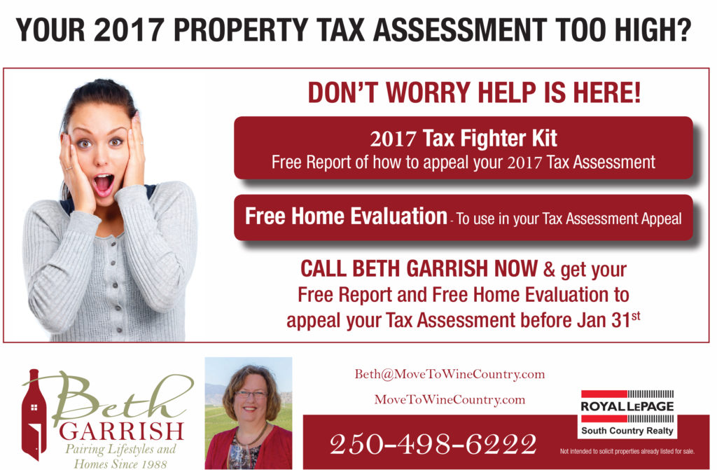 Tax Fighter Post Card - call Beth Garrish @ 250-498-6222 for your free Tax Assessment Fighting Kit